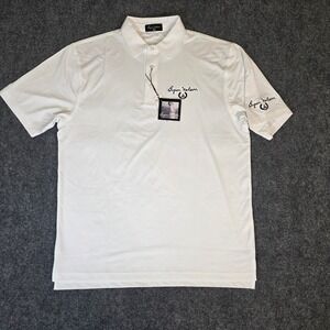 Byron Nelson Golf Polo Mens Medium White Performance Short Sleeve Wicking Shirt
